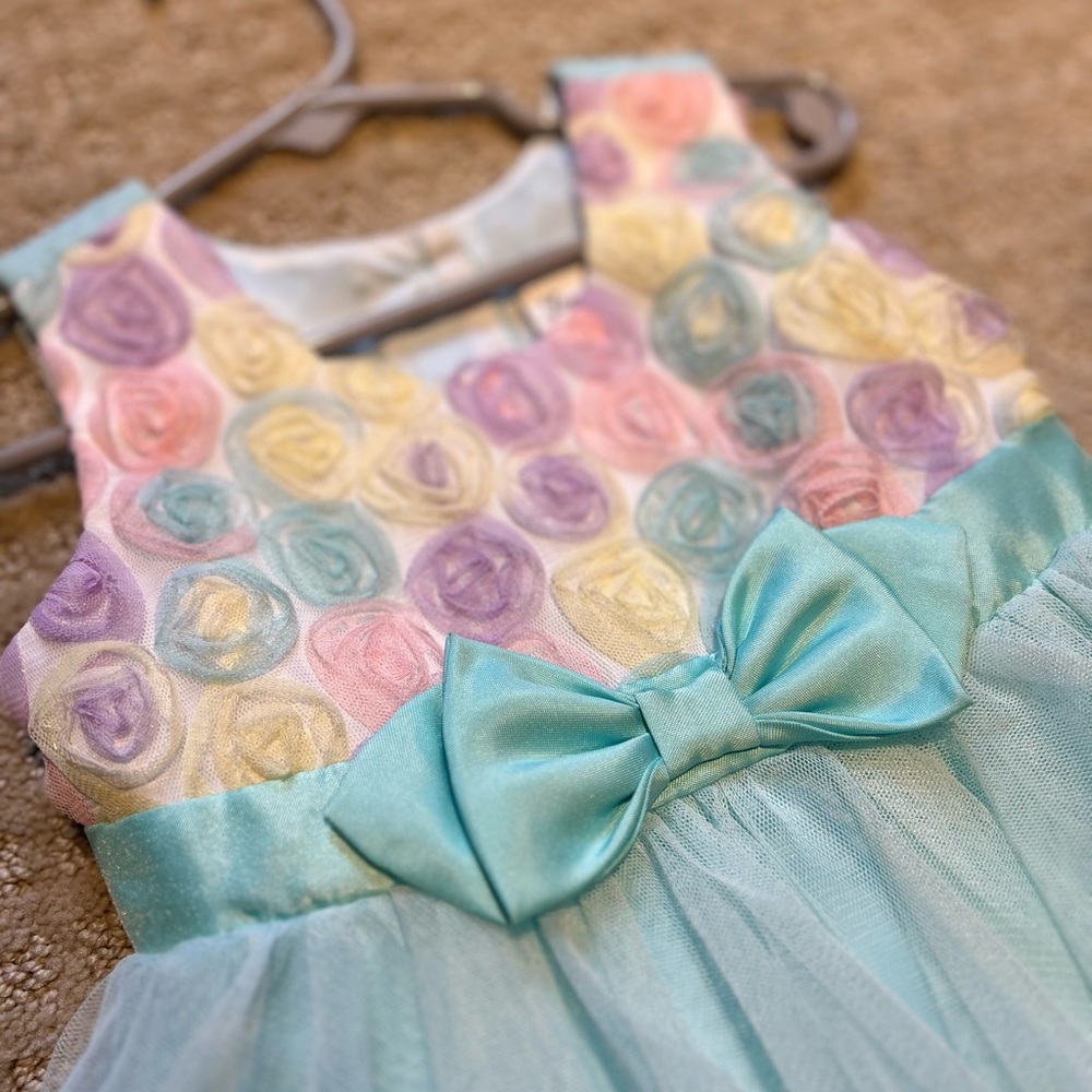Communion Party or Easter Spring Size 2T Sleeveless Tool Mesh Dress